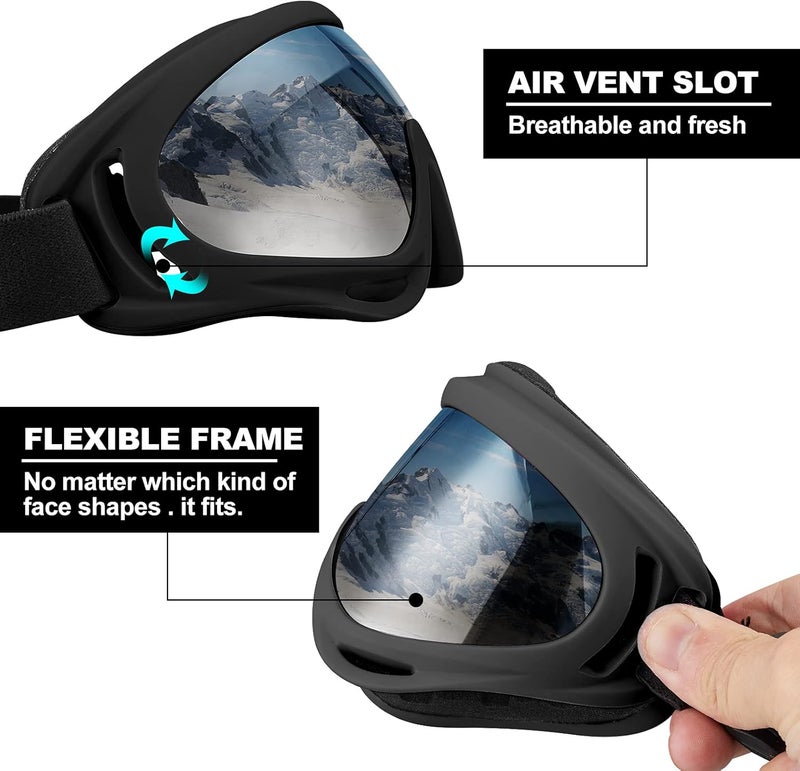 SixYard Ski Goggles, Motorcycle Goggles, 3 Pack Snowboard Snow Goggles for Men Women Adult Youth - Image 4