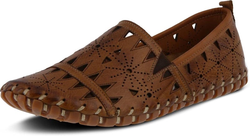 Spring Step Women's Leather Fusaro Loafer Shoe | Comfortable Slip-On Shoes with Rubber Outsole | Ladies Casual Walking Driving Loafers for Work | Brown EU 40 / US 9