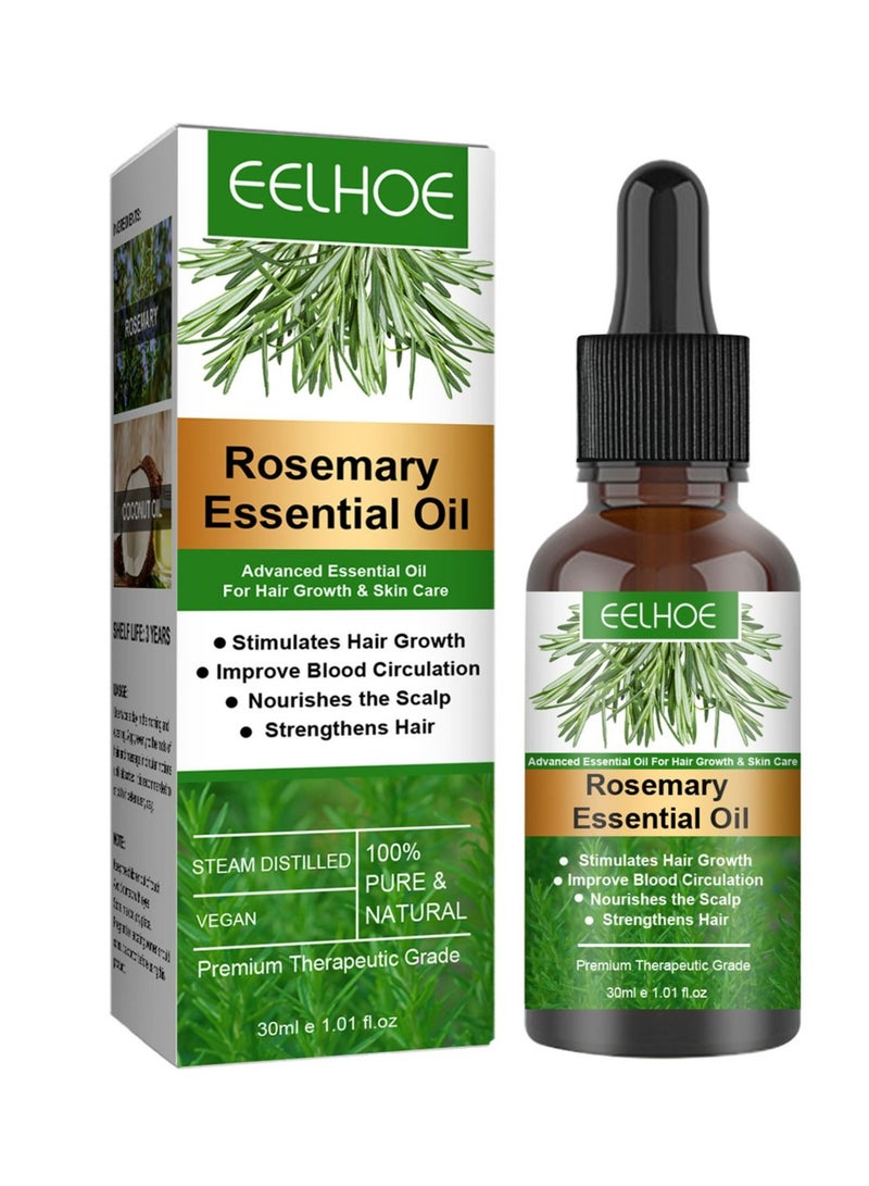 EELHOE 30ml Rosemary Hair Growth Essential Oil Prevent Hair Loss Nourish Scalp Strengthen Hair - Image 1