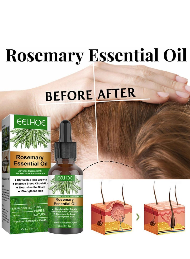EELHOE 30ml Rosemary Hair Growth Essential Oil Prevent Hair Loss Nourish Scalp Strengthen Hair - Image 2