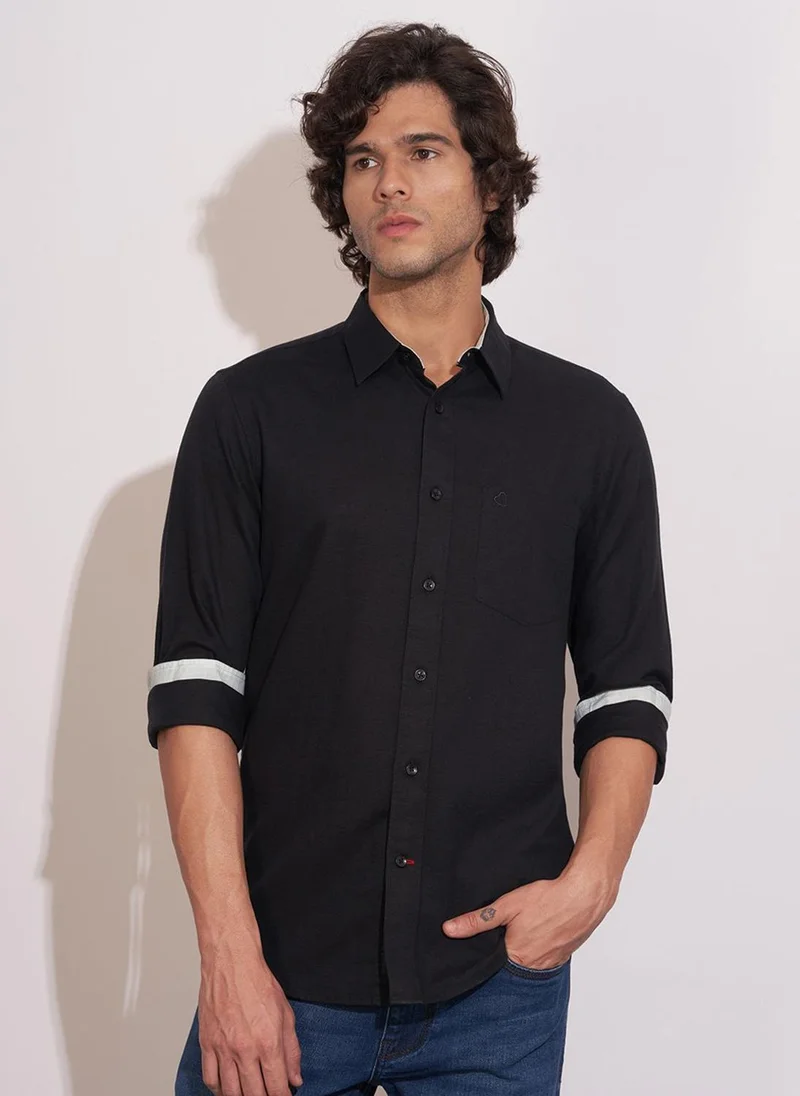 بيينغ هيومان Men Regular Fit Solid Spread Collar Casual Shirt