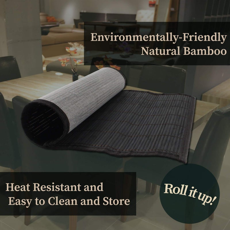 بامبو إم إن Bamboomn Bamboo Slats slats مع حدود القماش - طباعة ألوان صلبة - 18 "" × 13 " - Image 3