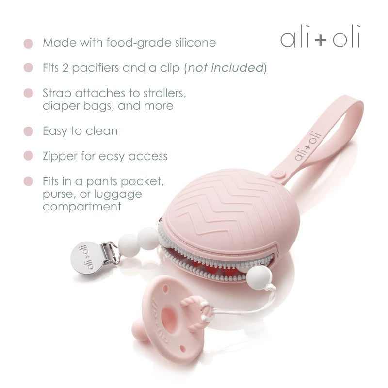 Ali+Oli BPA-Free Silicone Pacifier Holder Case (1-pk) Diaper Bag Accessory Newborn Travel Baby Pacifier Pouch (Black) - Image 3