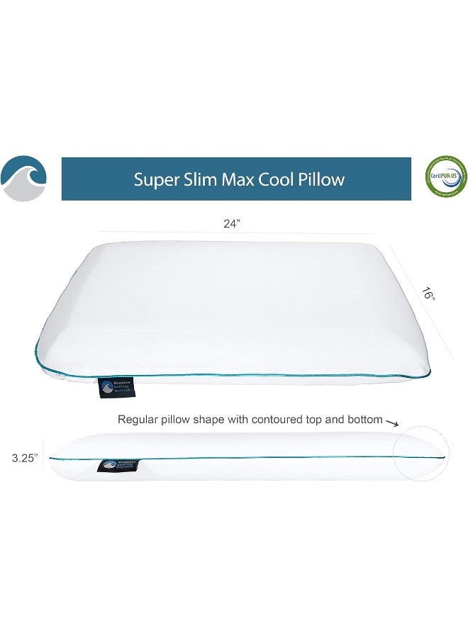 Bluewave Bedding Super Slim Max Cool CarbonBlue Gel Memory Foam Pillow for Stomach and Back Sleepers Thin Flat Design with Advanced Cooling 325Inch Height Standard Size - Image 3