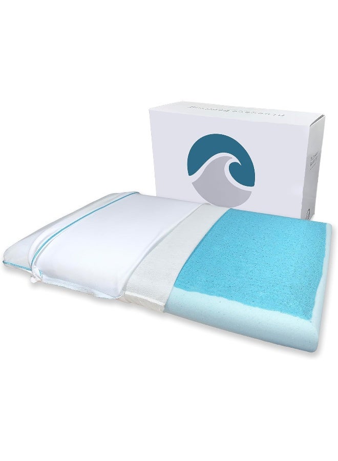 Bluewave Bedding Super Slim Max Cool CarbonBlue Gel Memory Foam Pillow for Stomach and Back Sleepers Thin Flat Design with Advanced Cooling 325Inch Height Standard Size - Image 2