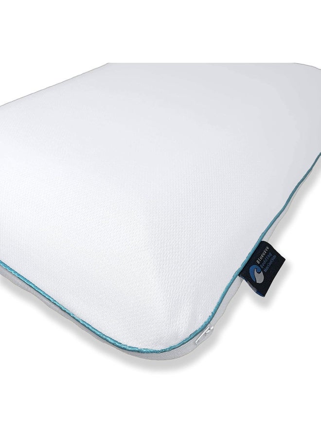 Bluewave Bedding Super Slim Max Cool CarbonBlue Gel Memory Foam Pillow for Stomach and Back Sleepers Thin Flat Design with Advanced Cooling 325Inch Height Standard Size - Image 4