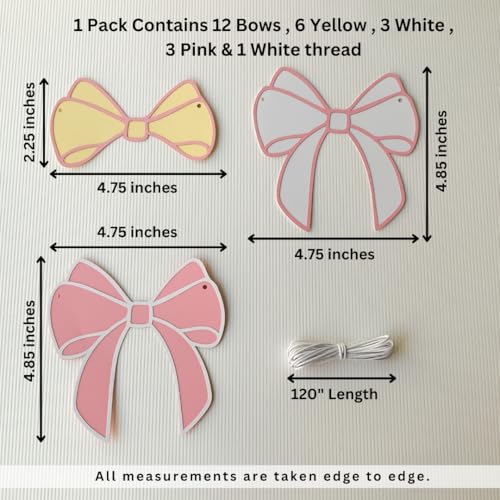 Pinfliers 1st Birthday Decorations for Baby Girl/Pink Bride To Be Banner/Pastel Paper Bunting Flags for Decoration,Streamers,Pennants/Wall,Backdrop/Welcome Home Décor,Bridal Shower/12 Bows,Ribbon/59in - Image 2