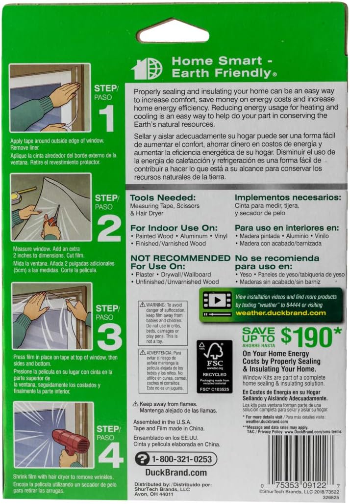 Duck Brand Indoor 5-Window Shrink Film Insulator Kit, 62-Inch x 210-Inch, 286217 - Image 2