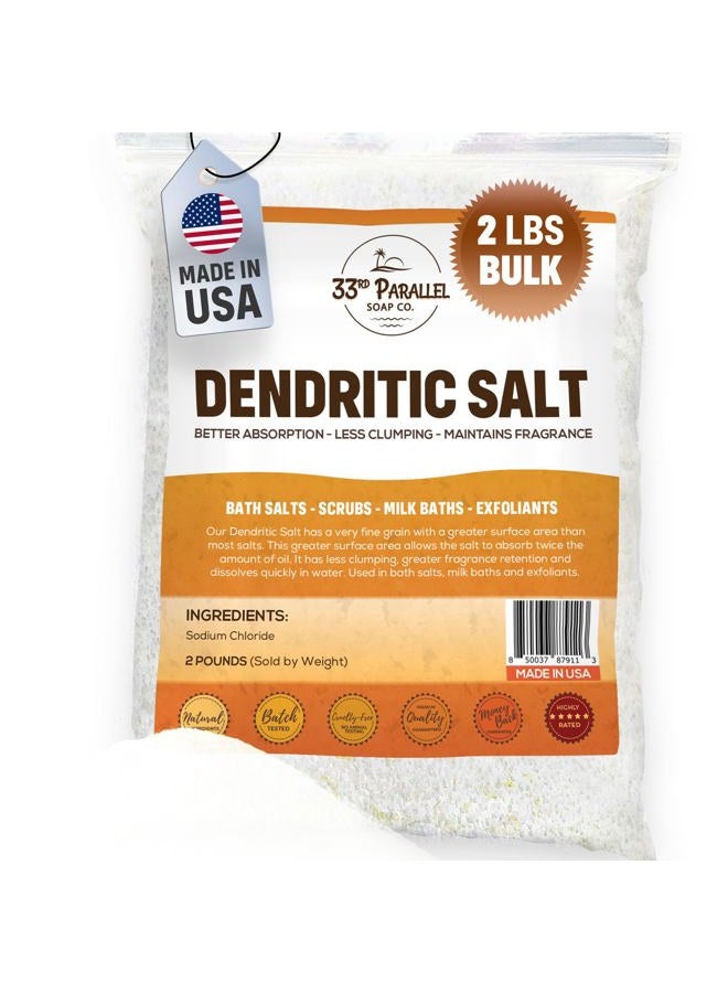 33RD PARALLEL SOAP CO. DENDRITIC Salt (2 lbs / 32 oz) Premium Fine Grain for Bath Salts, Scrubs, Exfoliants, Milk Baths & More | Sizes 1 to 5 LBS | (2 Pound) - Image 1