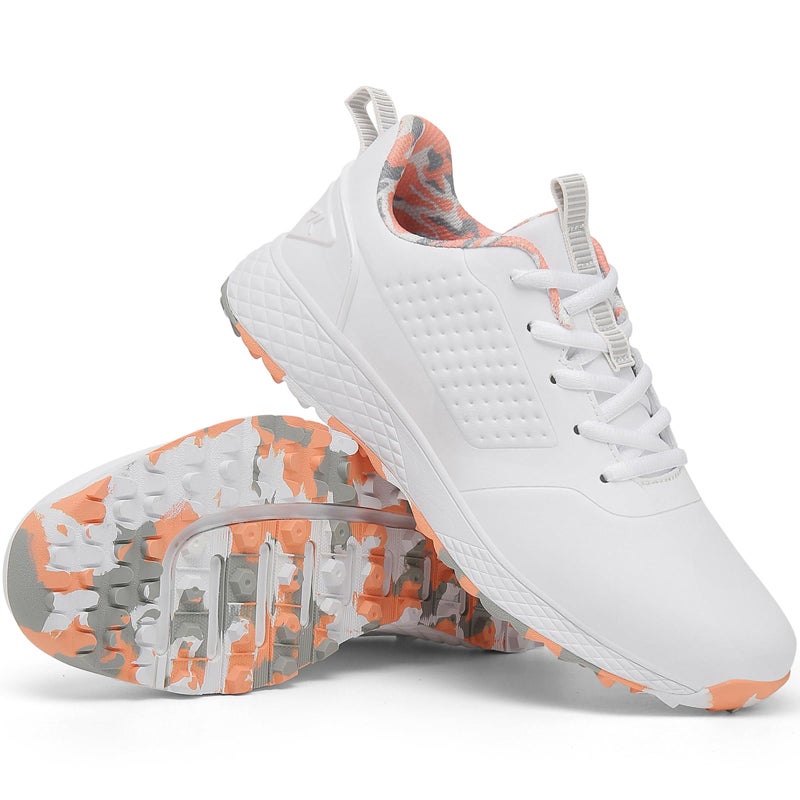 ULTIANT Women Golf Shoes Spikeless Waterproof Golf Sport Sneakers Size510White_Pink40 - Image 2