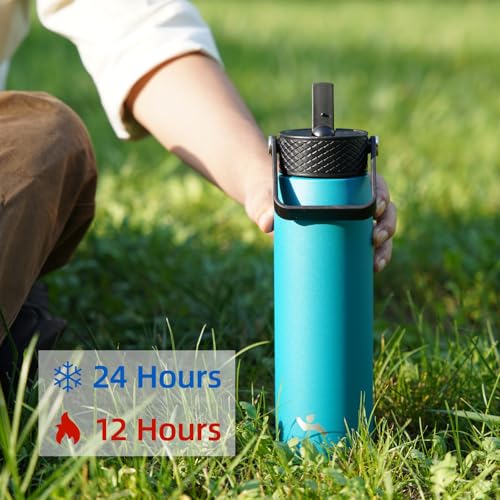 Konokyo 40oz Insulated Stainless Steel Water Bottle with Straw and 3 Lids, BPA-Free Sports Water Bottle,travel water bottle,Navy Blue - Image 2