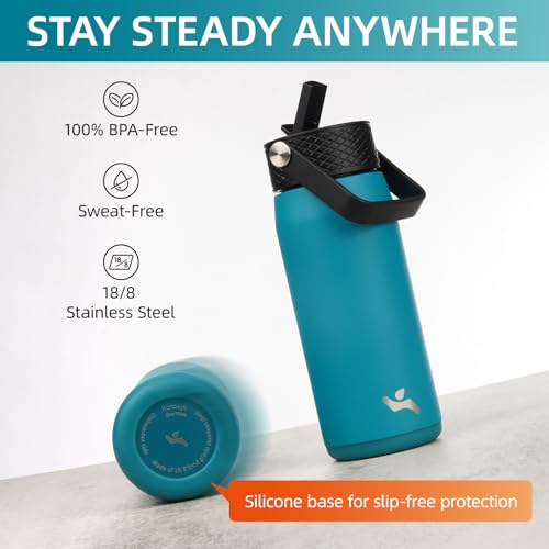 Konokyo 40oz Insulated Stainless Steel Water Bottle with Straw and 3 Lids, BPA-Free Sports Water Bottle,travel water bottle,Navy Blue - Image 4