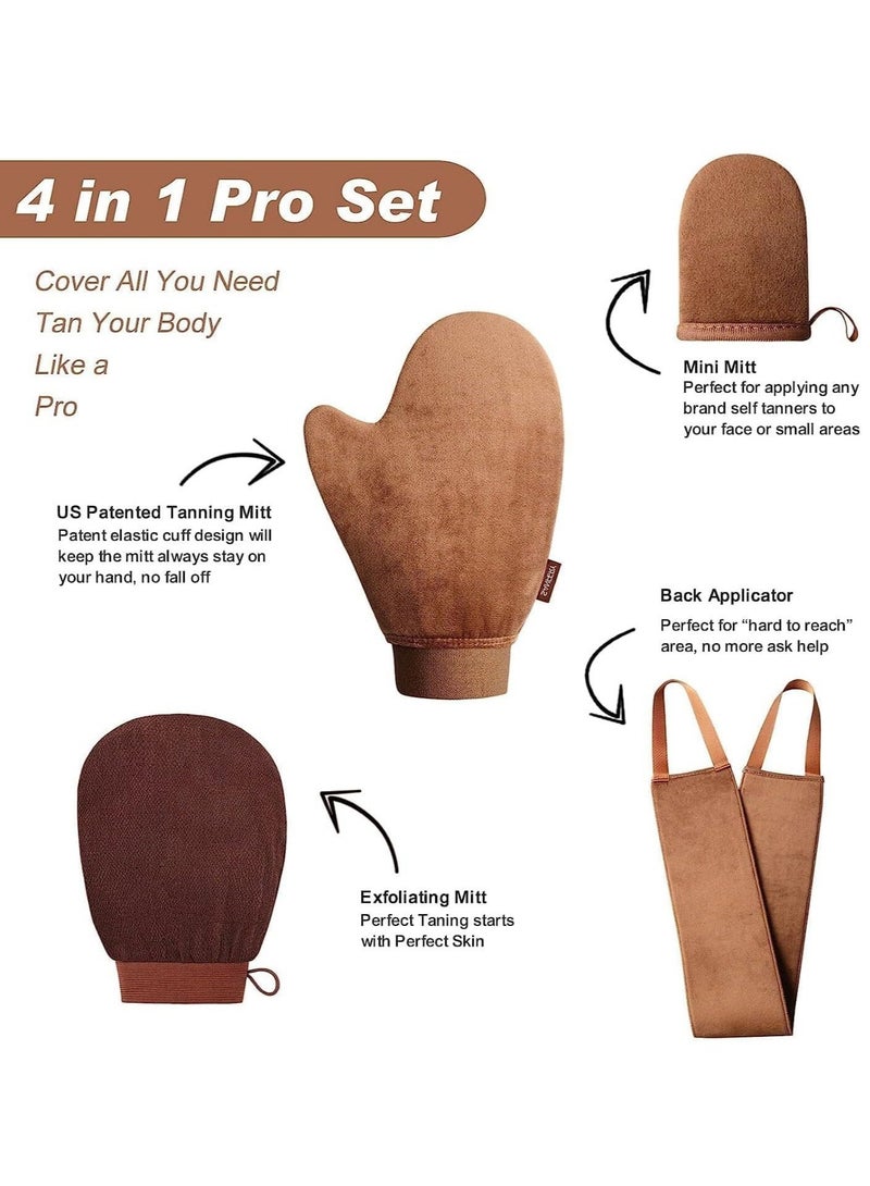 Captaintech 4 Pack Self Tanning Mitt with Self Tanning Glove for Self Tan Mitt Back Applicator Mini Self Tan Glove Exfoliating Mitt Tanning Mitts Self Tanner Glove - Image 2