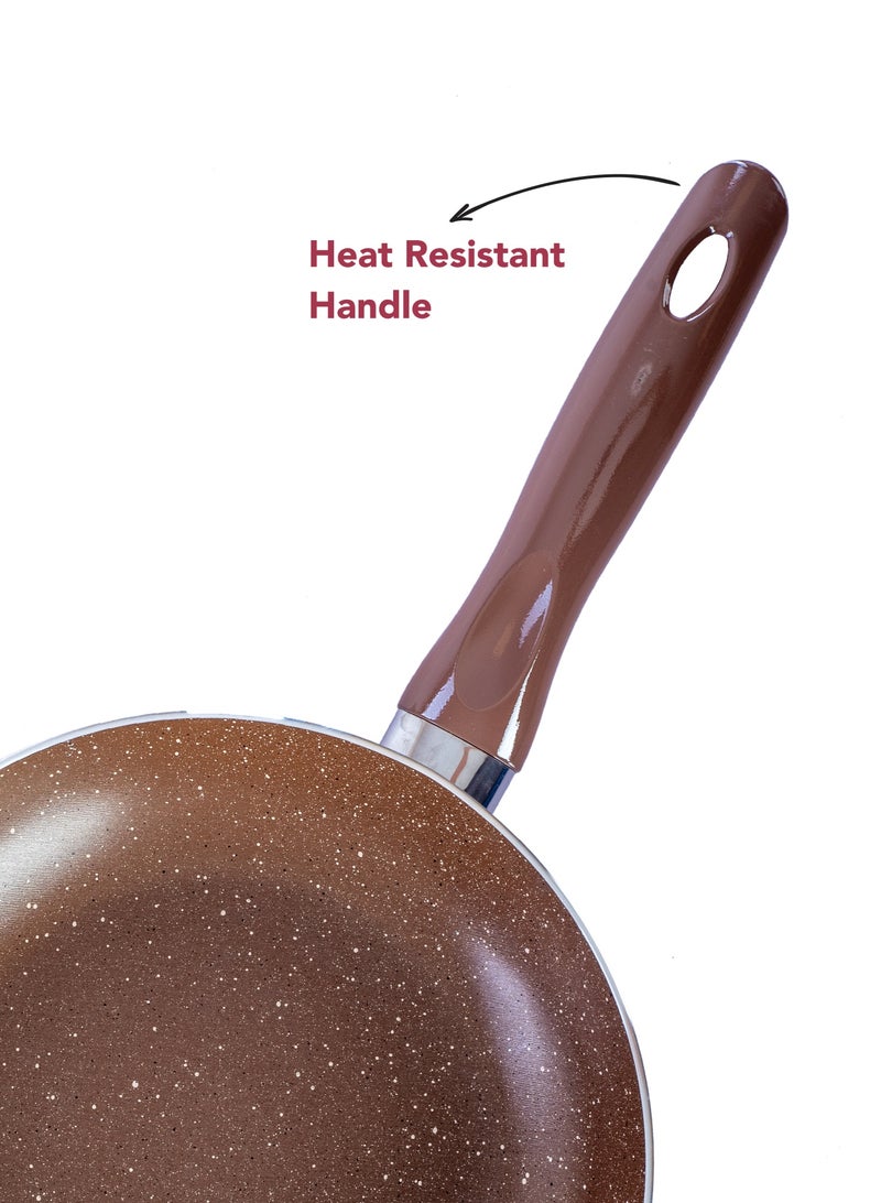 Grandi pop Frying Pan set 2 pes  - 7-Layer Granite Coating Non-Stick Surface - Bakelite Handle - Brown and beige granite  - Image 4