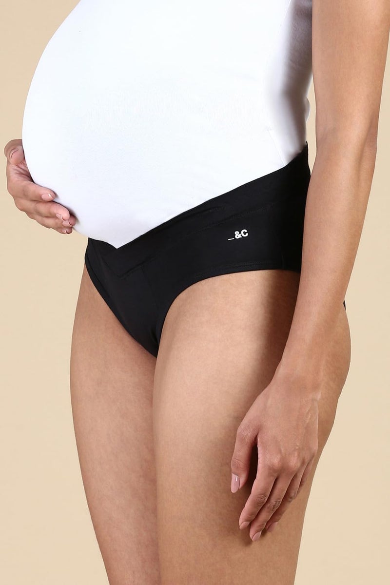 Circus &Circus Women's Tencel Modal Maternity Women's Panty, Puresoft Beechwood Maternity Panty, Onyx, 3XL - Image 2