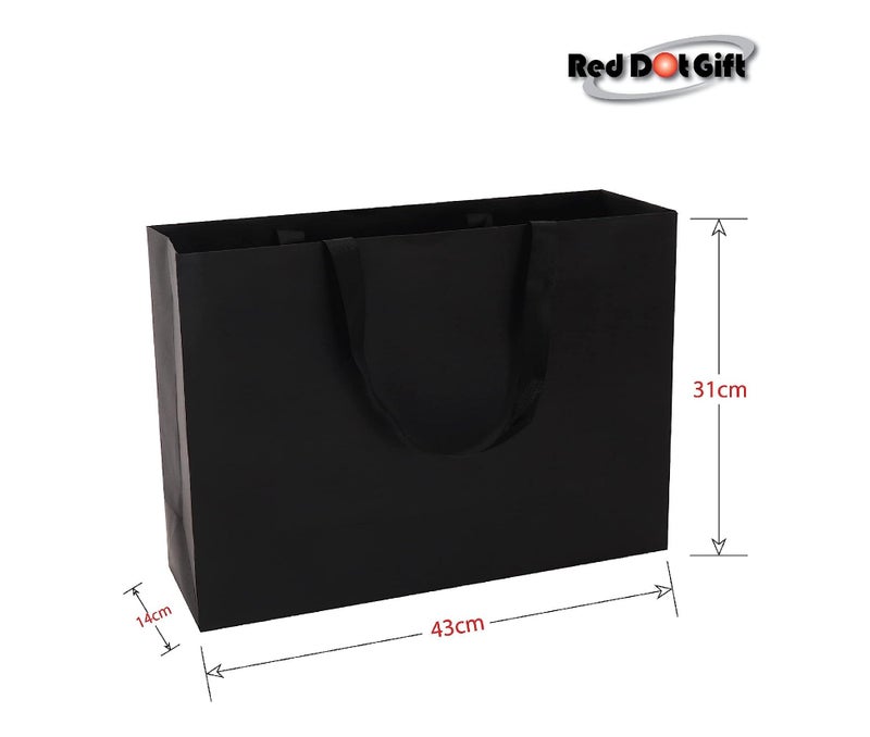 Red Dot Gift REDDOTGIFT® 10-Pack Black Gift Bags Shopping Bag Party Favor Bags with Grossgrain Ribbon Handle for Birthday Mother’s Day, Baby Shower Bridal Shower Wedding Gift (X-Large H31*43 * 14cm, Black) - Image 2