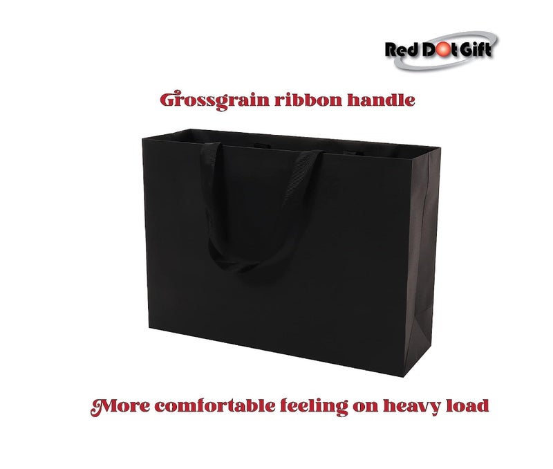 Red Dot Gift REDDOTGIFT® 10-Pack Black Gift Bags Shopping Bag Party Favor Bags with Grossgrain Ribbon Handle for Birthday Mother’s Day, Baby Shower Bridal Shower Wedding Gift (X-Large H31*43 * 14cm, Black) - Image 5