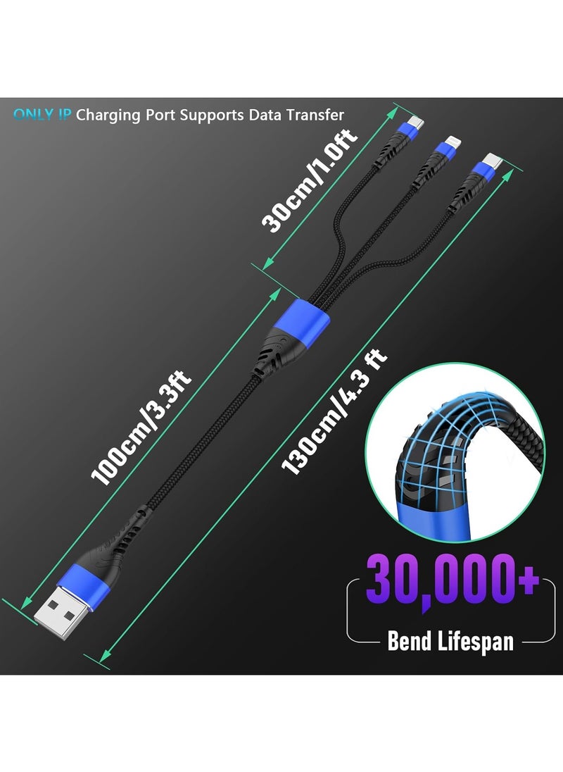 FLOWING 3-in-1 USB Fast Charging Cable support 66W Power Super Fast Charger Cords Universal Phone Charger, Multiple Charger Wire for Cellphone, Tablets and More,Nylon Braided Fast Charger Cable,1.2m  - Image 5