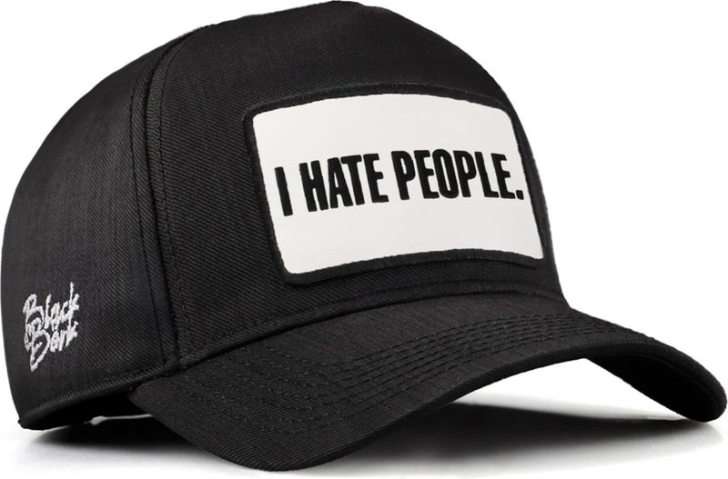 Black Börk V2 Baseball I Hate People - Unisex Black Cordura Fabric Hat (Cap) with 1 Code Logo  - Image 1