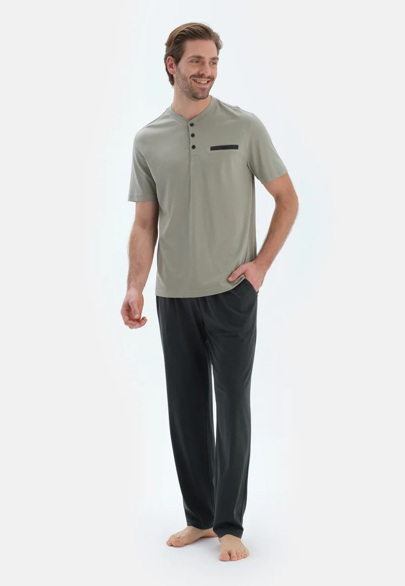 Regular/Classic Fit T-shirt & Trousers & Shorts Pajama Sets Crew Neck Cotton Blend Sleepwear