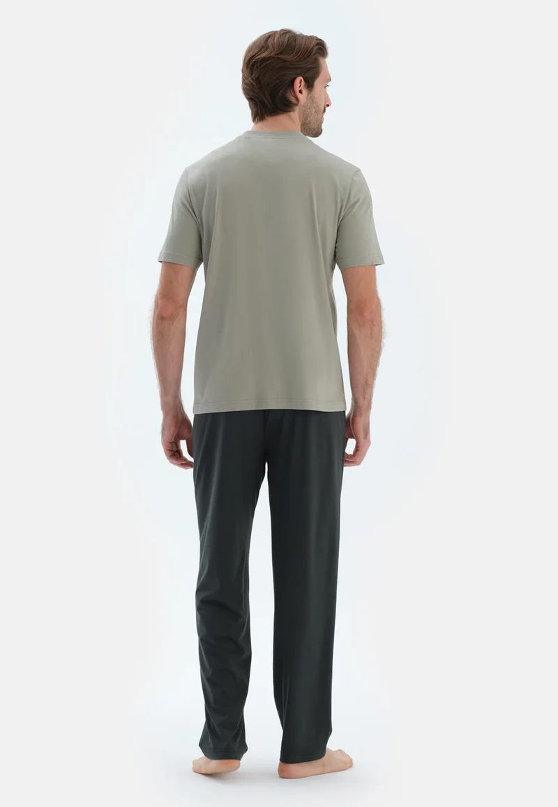 dagi Regular/Classic Fit T-shirt & Trousers & Shorts Pajama Sets Crew Neck Cotton Blend Sleepwear