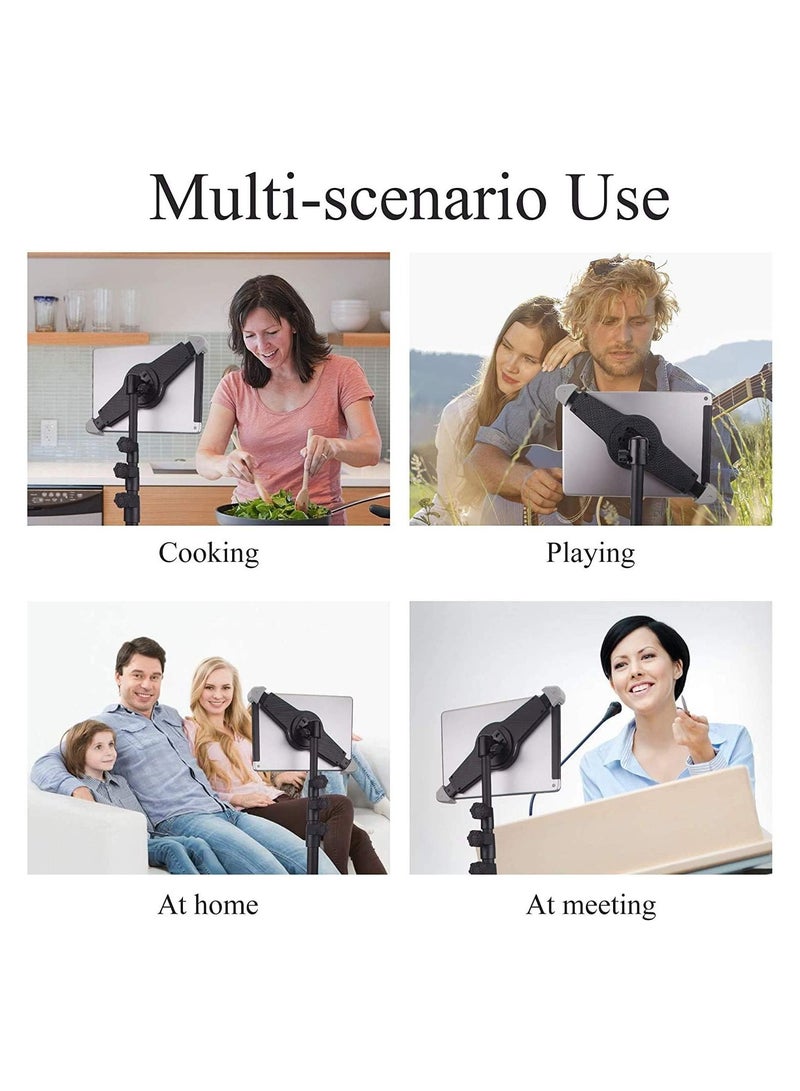 IPad and Mobile Phone Tripod Stand,Height Adjustable 20 to 60 Inch with 360 Degree Rotating Tablet Holder for iPad Air,iPad Pro and More 9.5 to 14.5 Inch Tablets, Coming with Carrying Bag - Image 2