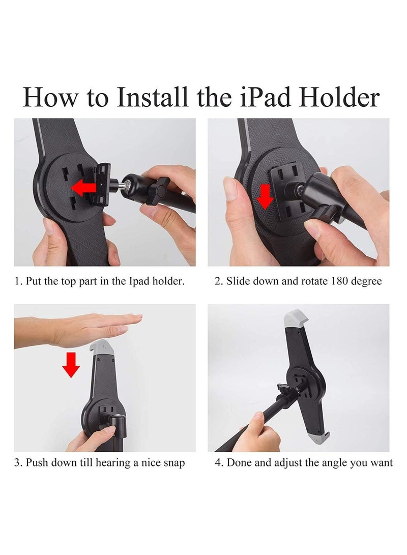 IPad and Mobile Phone Tripod Stand,Height Adjustable 20 to 60 Inch with 360 Degree Rotating Tablet Holder for iPad Air,iPad Pro and More 9.5 to 14.5 Inch Tablets, Coming with Carrying Bag - Image 3