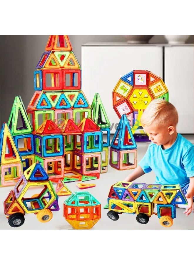 A2Z 148 PCS Magnetic Tiles Building Blocks Set for Kids – STEM Educational Magnet Toy with Cars & Ferris Wheel – Creative DIY Construction Set with Storage Box - Image 2
