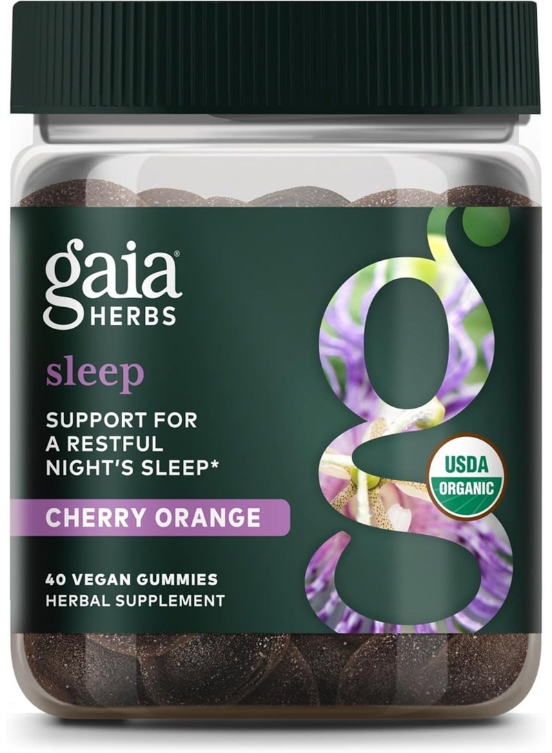 Gaia Herbs علكة النوم العضوية، دعم النوم، أشواغاندا، فطر ريشي العضوي، زهرة العاطفة، معتمد من وزارة الزراعة الأمريكية، غير معدّل وراثيًا، خالي من الغلوتين، نباتي، 40 حبة - Image 1