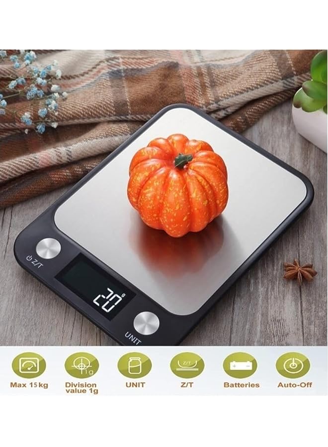 PENG GENERAL Kitchen Food Scale, Peng General Stainless-Steel Platform (Batteries Included), Ultra Slim/Multifunctional High Accuracy with Large LCD Display /Tare Function for Weight Loss - 22lb/10kg - Image 3