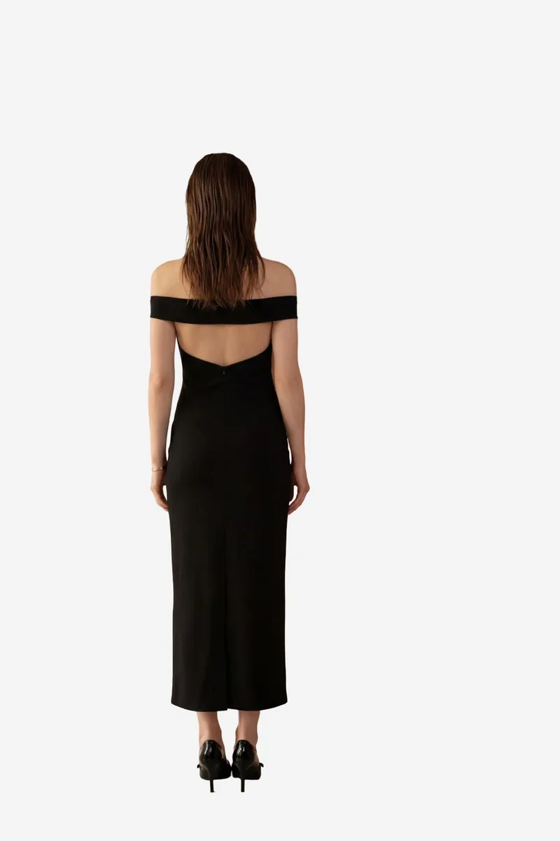 ماي فاشن MY FASHION Off Shoulder Bodycon Maxi Dress with Slit