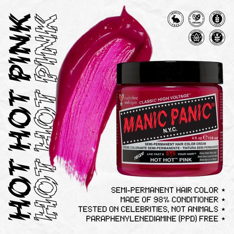 Manic Panic Hot Hot Pink Classic Creme Vegan Semi-Permanent Hair Dye 118ml - Image 2