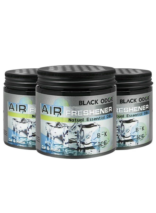رائحة سوداء عبوة من 3 قطع جل معطر للجو (رائحة "آيس" B-K Ice BO-03) بوزن 180 جم، يحتوي على زيوت عطرية طبيعية، مناسب للسيارة والمنزل. - Image 1