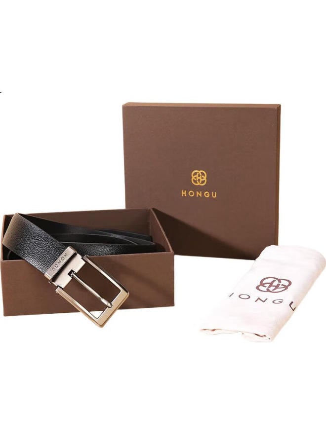 Hongu Honggu Men'S Belt, Top-Grain Leather, Pin Buckle, Trimmable Men'S Waistband, 130Cm, Qixi Gift For Boyfriend - Image 3
