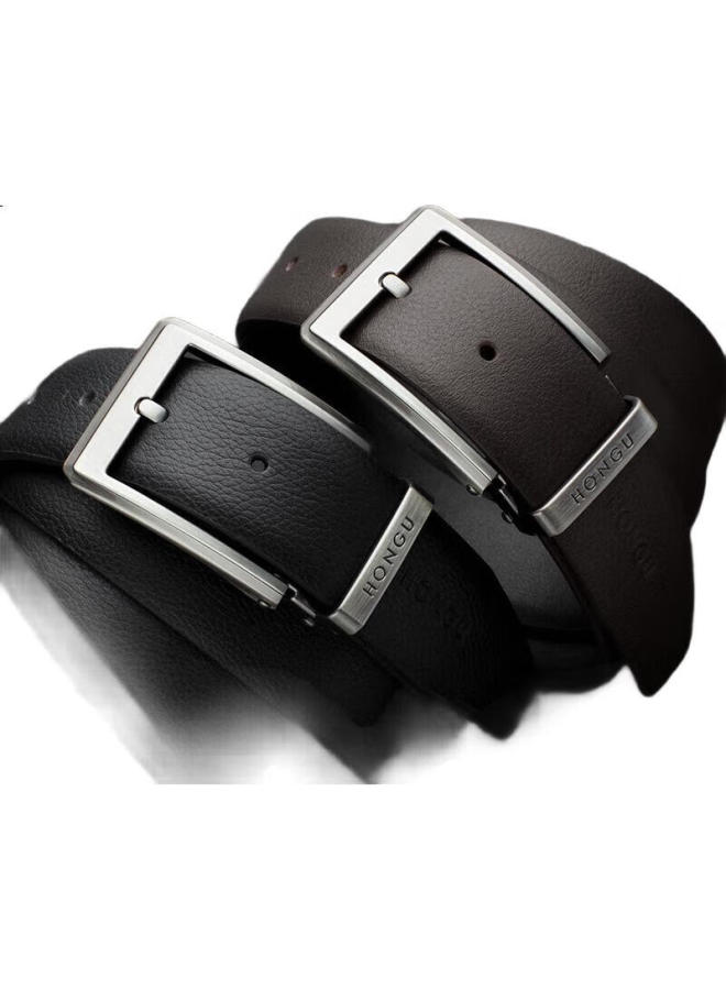 Hongu Honggu Men'S Belt, Top-Grain Leather, Pin Buckle, Trimmable Men'S Waistband, 130Cm, Qixi Gift For Boyfriend - Image 2