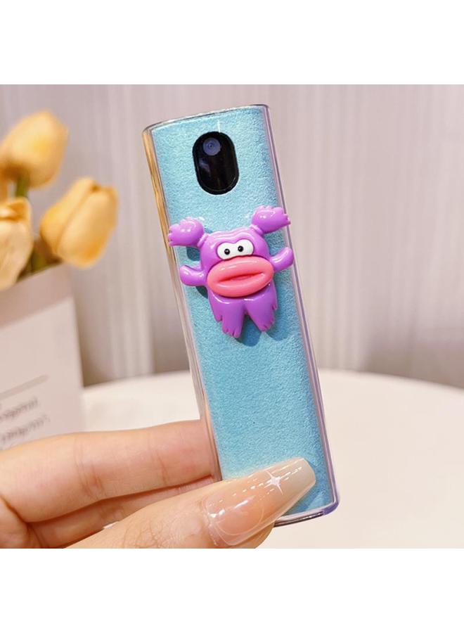 Mobile Phone Screen Cleaning Artifact Portable Spray Wipe One Cute Cartoon Tablet Computer Display Screen Cleaning Solution-Color:Blue And Purple Mouth 50ml Replenishing Solution  - Image 1