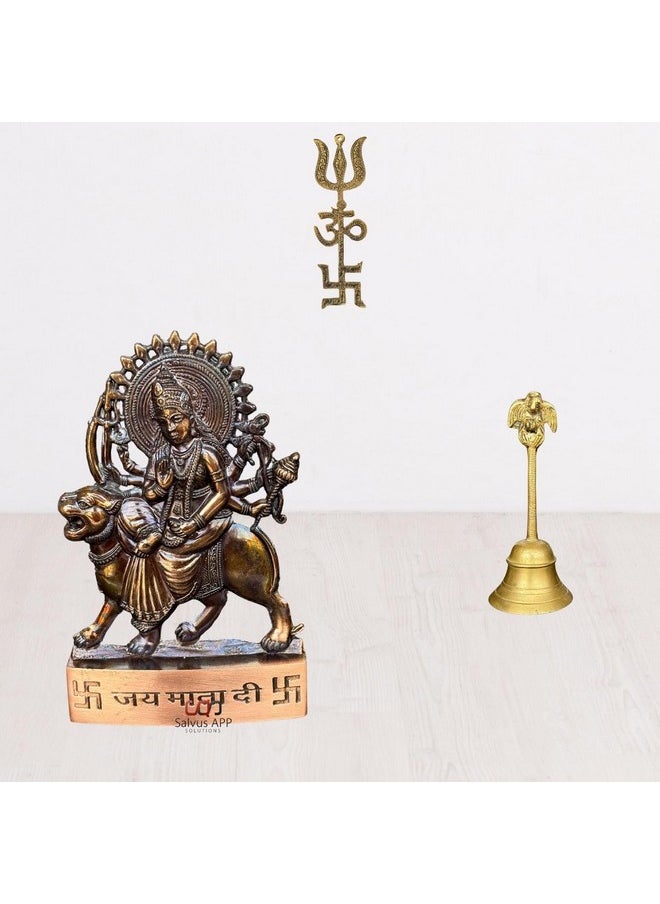 سالفوس أب سولوشنز - تمثال Salvus App Solutions Hindu God Durga Devi للحرف اليدوية/Murti لتحفة Vastu - عنصر هدية مورتي ديني (3 × 4.5 بوصة) - Image 1
