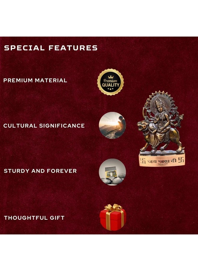 سالفوس أب سولوشنز - تمثال Salvus App Solutions Hindu God Durga Devi للحرف اليدوية/Murti لتحفة Vastu - عنصر هدية مورتي ديني (3 × 4.5 بوصة) - Image 1