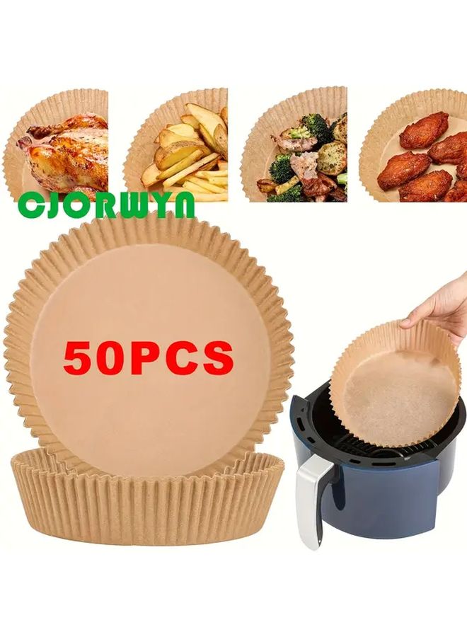 Silicone Lubricant Paper Air Fryer Liners Non Stick Heat Resistant 50 Pcs - Image 1