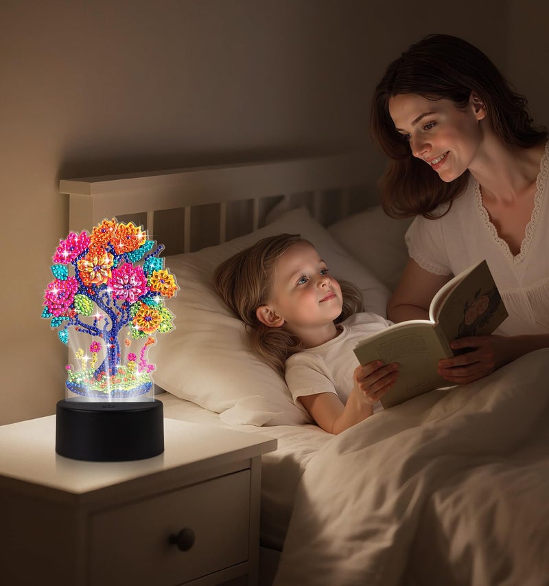 ALKALO Diamond Painting Night Light, Diamond Painting Kits for Adults Desktop Ornaments for Table Tabletop Decor Diamond Art Accessories for Adult Beginner Touch Lamp for Bedrooms Living Room-Tree of Life - Image 4