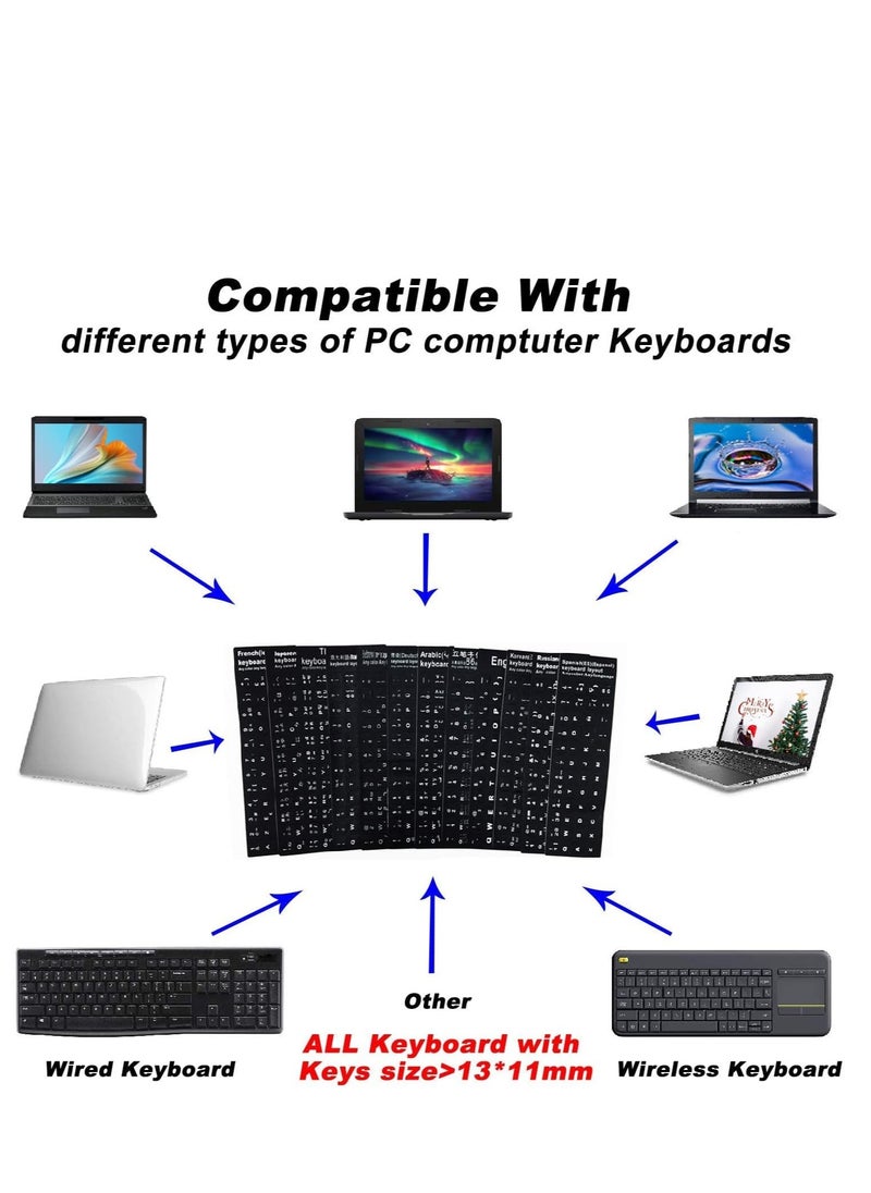 Generic (2 pcs) Universal Arabic Keyboard Stickers, Matte Replacement Arabic Keyboard Stickers with White Font on Black Background for Laptops and Desktops, Keyboard Alphabet Stickers  - Image 3
