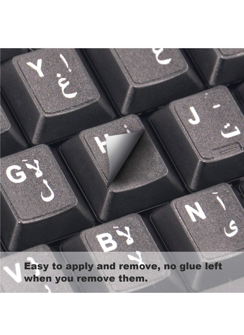Generic (2 pcs) Universal Arabic Keyboard Stickers, Matte Replacement Arabic Keyboard Stickers with White Font on Black Background for Laptops and Desktops, Keyboard Alphabet Stickers  - Image 2