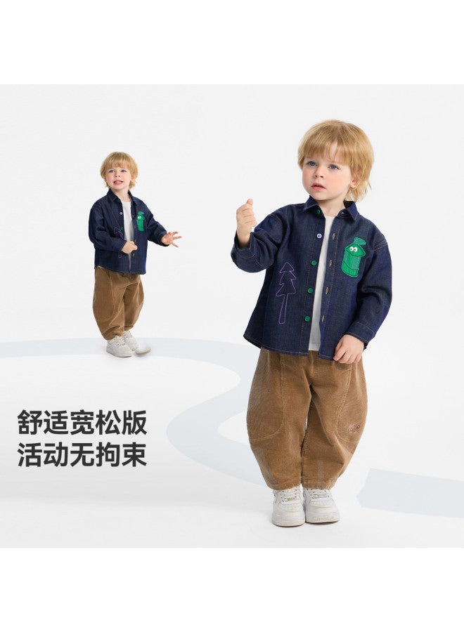 Lyocell Soft Denim] Baby Denim Shirt Boys Autumn Outfit 2025 New Children's Shirt Girls - Image 4