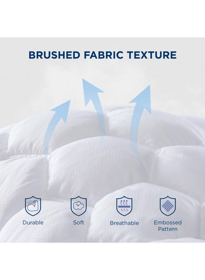 Bedsure Bedsure Queen Mattress Pad - Quilted Fitted Mattress Topper, Noiseless Washable Mattress Protector with 8-21" Deep Pocket, Breathable Mattress Cover Padded,White, 60x80 Inches  - Image 1