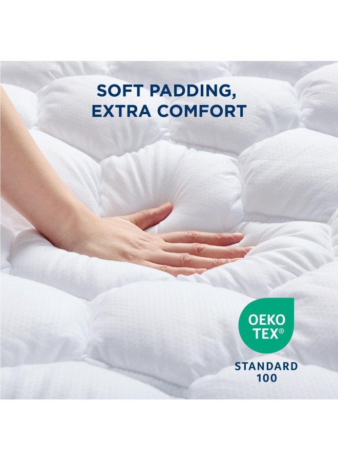 Bedsure Bedsure Queen Mattress Pad - Quilted Fitted Mattress Topper, Noiseless Washable Mattress Protector with 8-21" Deep Pocket, Breathable Mattress Cover Padded,White, 60x80 Inches  - Image 2