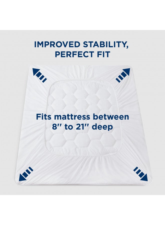 Bedsure Bedsure Queen Mattress Pad - Quilted Fitted Mattress Topper, Noiseless Washable Mattress Protector with 8-21" Deep Pocket, Breathable Mattress Cover Padded,White, 60x80 Inches  - Image 4