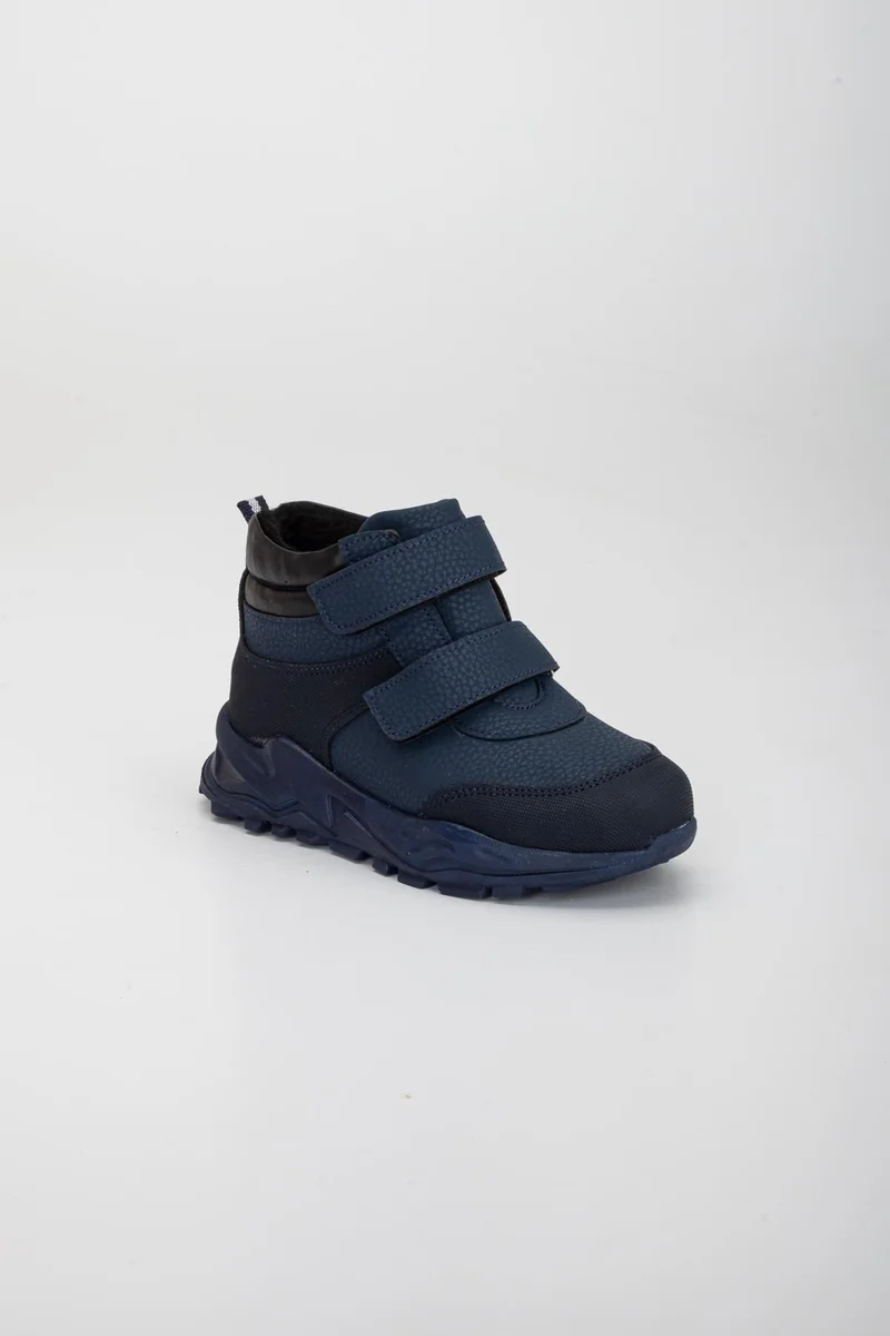 Dilimler Ayakkabı Dilimler Shoes Şiringenç Orthopedic Velcro Leather Navy Blue Boy's Treaking Boots
