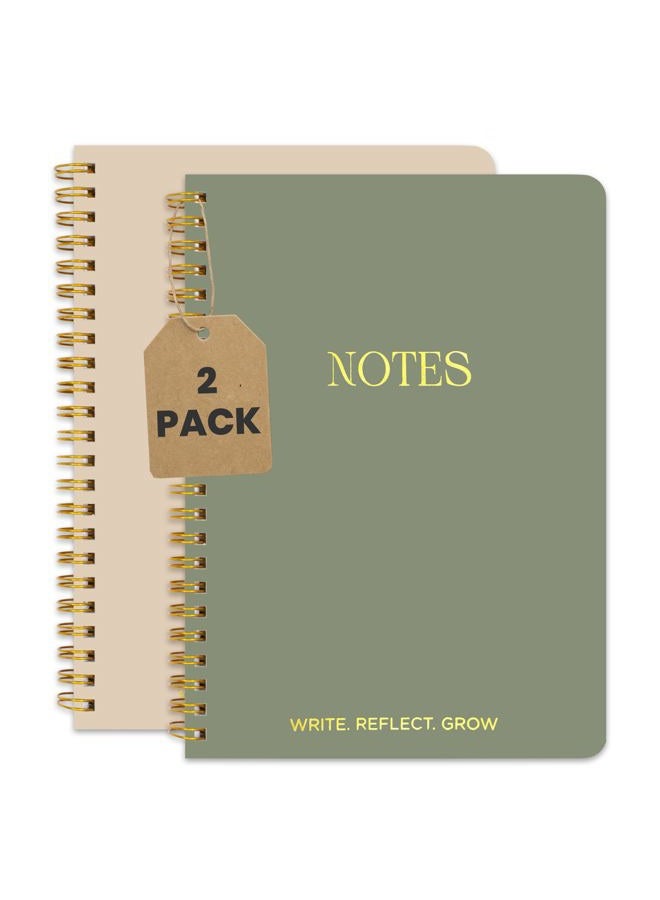 Decorably 2-Pack 53 Sheets Gold Foiled Aesthetic Spiral Notebook, 5.8x8in Gold Spiral-Bound Aesthetic Notebooks for Women with Lined Pages & Built-In Back Pocket, for Notes, Planning, Journaling - Image 1
