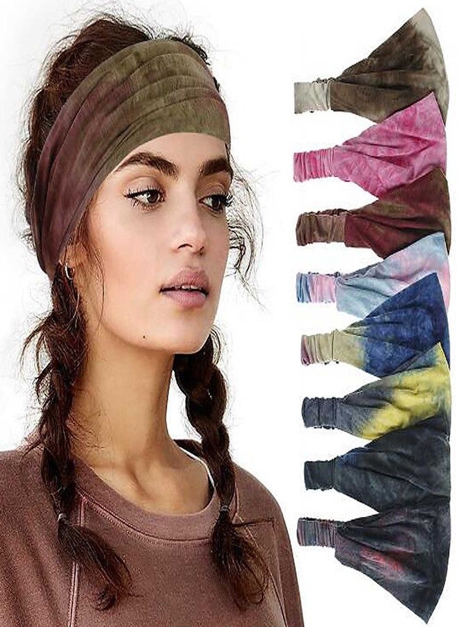 أولباي عصابة رأس أولبي بوهو، عمامة مرنة، غطاء رأس ملون، عصابة رأس يوغا، إكسسوارات شعر للنساء والفتيات، 8 قطع - Image 1
