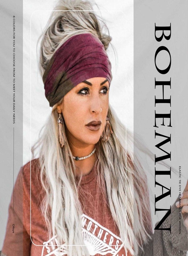 أولباي عصابة رأس أولبي بوهو، عمامة مرنة، غطاء رأس ملون، عصابة رأس يوغا، إكسسوارات شعر للنساء والفتيات، 8 قطع - Image 4